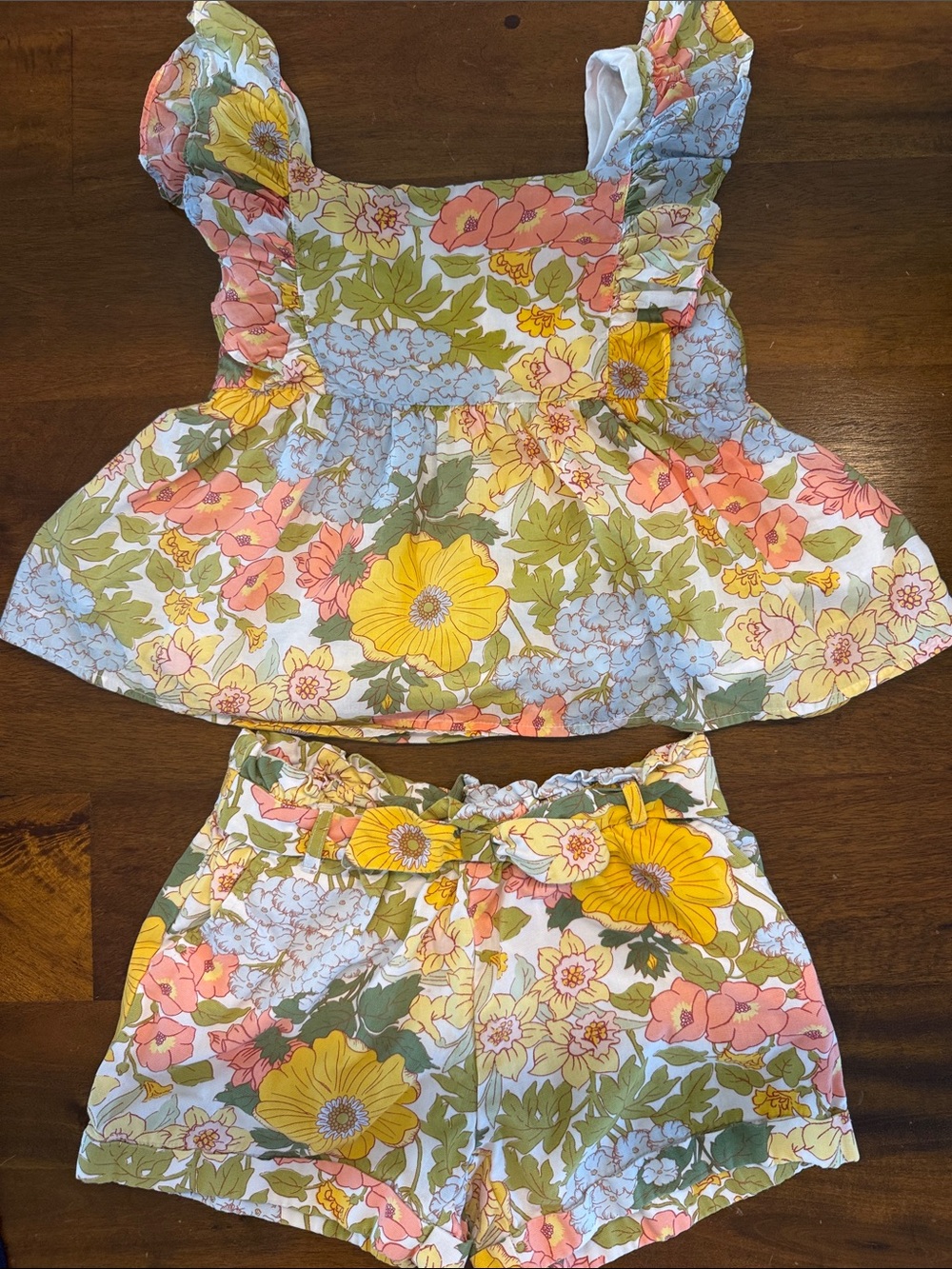 Janie and Jack Floral Shorts Set - Yellow & Pink